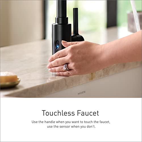 Moen 7260BL Belfield One-Handle Pulldown Kitchen Faucet Featuring Power Boost and Reflex, Matte Black