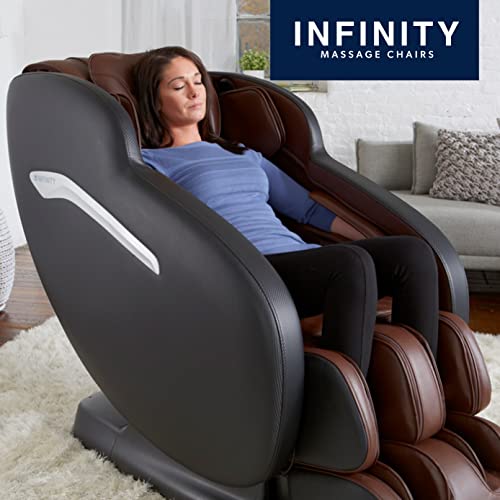 Infinity Aura Full Body Zero Gravity Massage Chair Air Compression, Space Saving Technology, Lumbar Heat, and Decompression Stretch Black with Brown