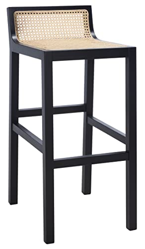Safavieh Home Collection Saito Black and Natural Low Back Cane 31.5-inch Bar Stool