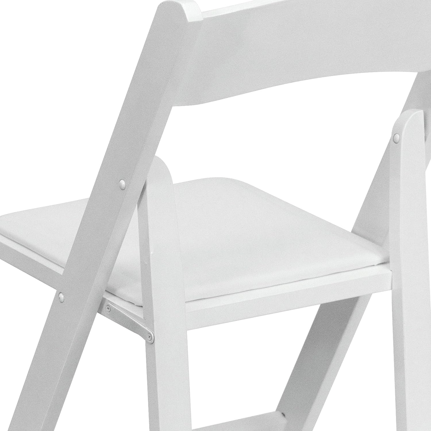 BizChair 4 Pack White Wood Folding Chair with Detachable Vinyl Padded Seat