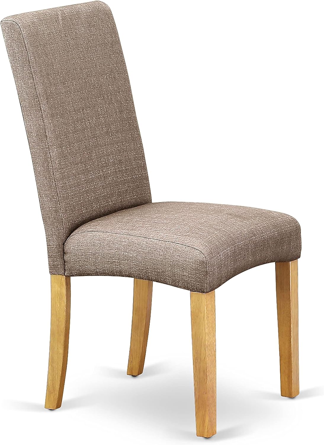 East West Furniture Antique 5 Piece Dining Set Includes a Round Kitchen Table with Pedestal and 4 Dark Khaki Linen Fabric Upholstered Parson Chairs, 36x36 Inch, Oak