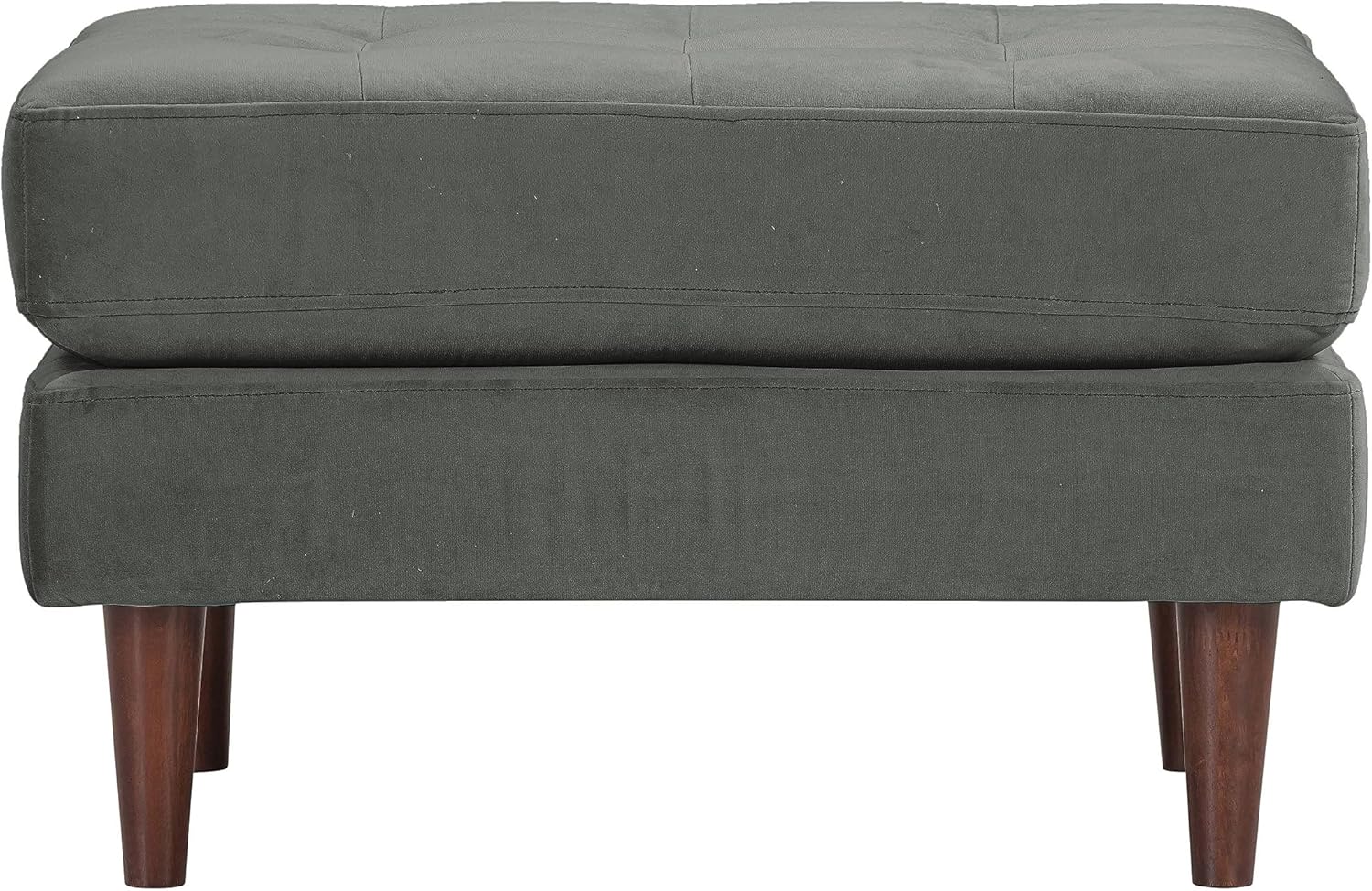 TOV Furniture Cave Ash Gray Velvet Upholstered Ottoman