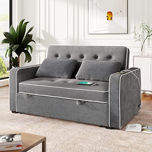NicBex Sectional Couches for Living Room Modern Upholstered Pull out Sectional Sofa Pull Out Couch Convertible Soft Cushion Sofa Comfy Couch Pull Out Couch Futon Couch Bed, Dark Gray