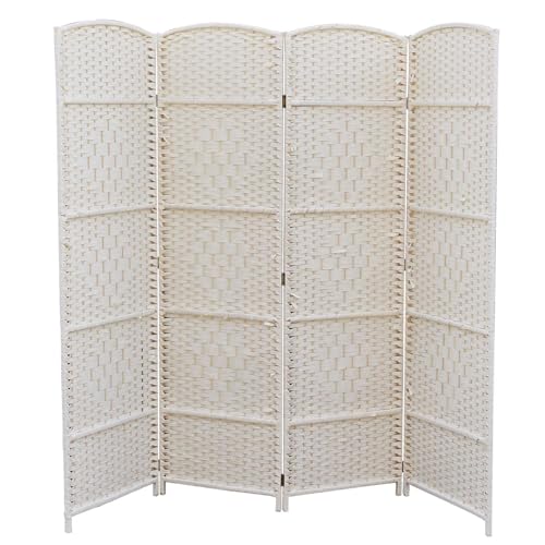 Room Divider Screen Folding 7x7 ft, 4 Panel Bamboo Portable Wall Divider, Privacy Screens Indoor Foldable, Wood Partition Room Dividers, Room Separator Freestanding, for Bedroom