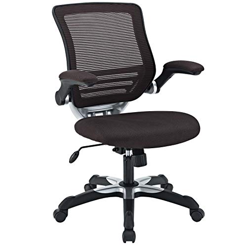 Modway Edge Mesh Back and Mesh Seat Office Chair In Black With Flip-Up Arms in Gray