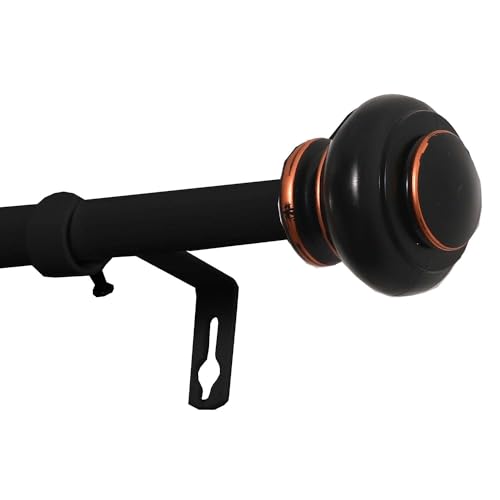 H.VERSAILTEX Window Curtain Rods for Windows 66 to 120 Inches Adjustable Decorative 3/4 Inch Diameter Single Window Curtain Rod Set with Classic Finials, Champagne Gold Finishing