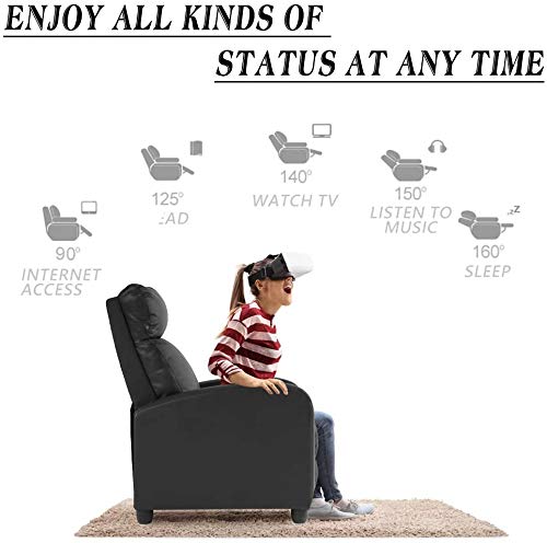 Recliner Chair, Massage Chair Reclining Chair Sofa Lounge Chair Living Room Chair with Footrest, PU Leather Reading Chair Lounge Chair for Home Room, Red