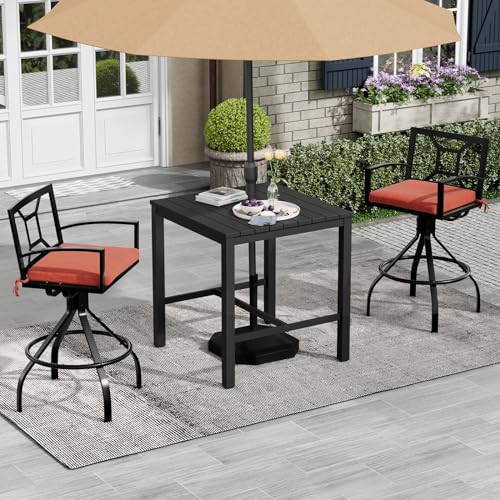 Pellebant Aluminum Outdoor Swivel Bar Stools with Sunbrella Cushion, Patio Counter Height Barstools Set of 4, All-Weather Patio Stool & Chairs for Patio, Lawn, Milano Char, 4PC