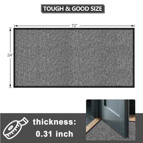 Indoor Door Mat for Entryway, Non-Slip Absorbent Resist Dirt Entrance Mat Indoor Mat, Durable Low-Profile Inside Floor Mat, Washable Front Entry Doormat for Entryway Rug Indoor, 36''x48'', Grey