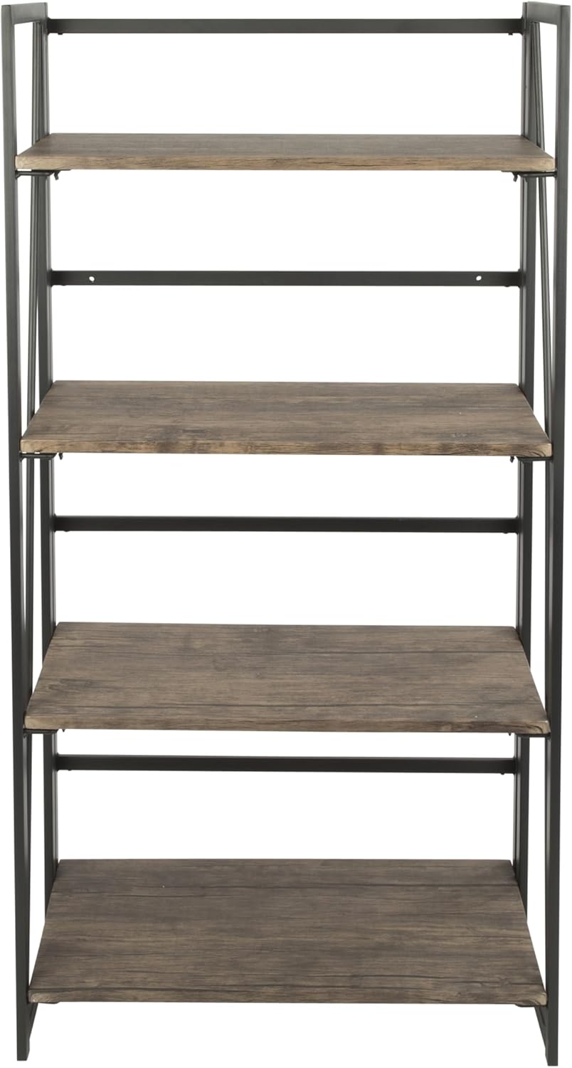 4 Tier Bookshelf Rustic Industrial Bookcase with Modern Open Wood Shelves, Brown