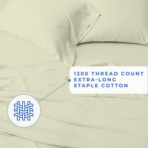 Kotton Culture 1200 Thread Count Sheet Set 4 Piece 100% Egyptian Cotton Luxurious Breathable Soft Cooling Cotton Sheets with Deep Pocket Snug Fit Smooth Sateen Weave (White, Queen)