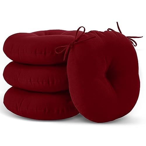 LOVTEX Bistro Chair Cushions Set of 2, Outdoor Round Chair Cushions 15 Inch, Waterproof Round Outdoor Cushions with Ties, Dark Gray Outdoor Chair Cushions for Patio Furniture