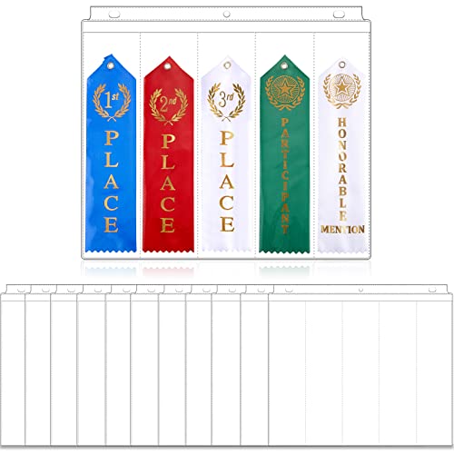 Award Ribbon Organizer Swim Ribbon Holder Ribbon Display Swimming Gymnastics Case Clear Pages Sheets Ribbon Organizer for 3 Ring Binder Storage (50 Pieces)