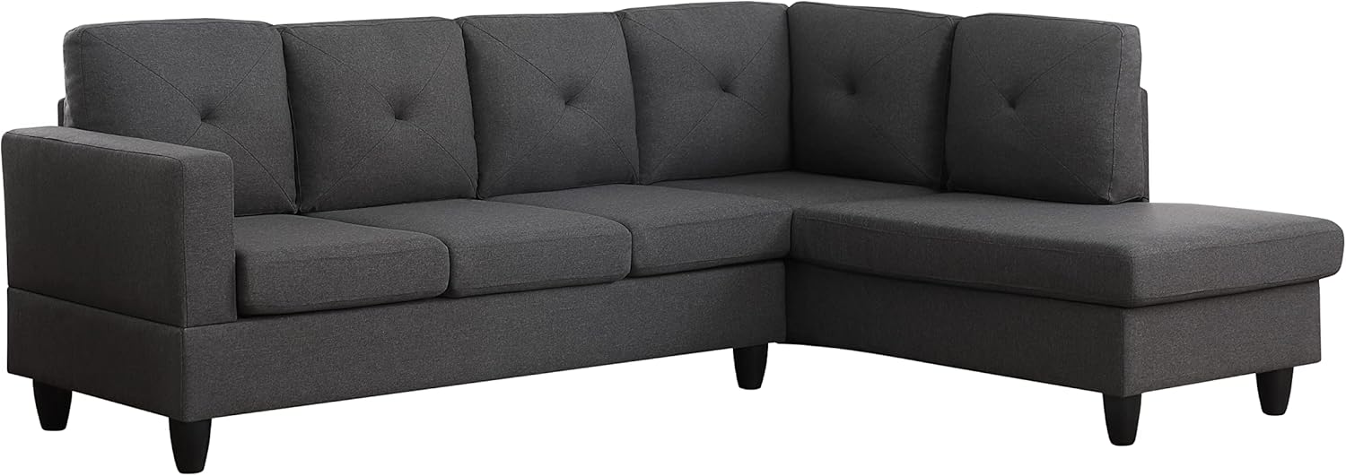 Sectional Sleeper Sofa with Storage Chaise and Pull Out Bed, Linen Tufted Upholstered Convertible Corner Couch for Living Room, Home Furniture, Apartment, 96