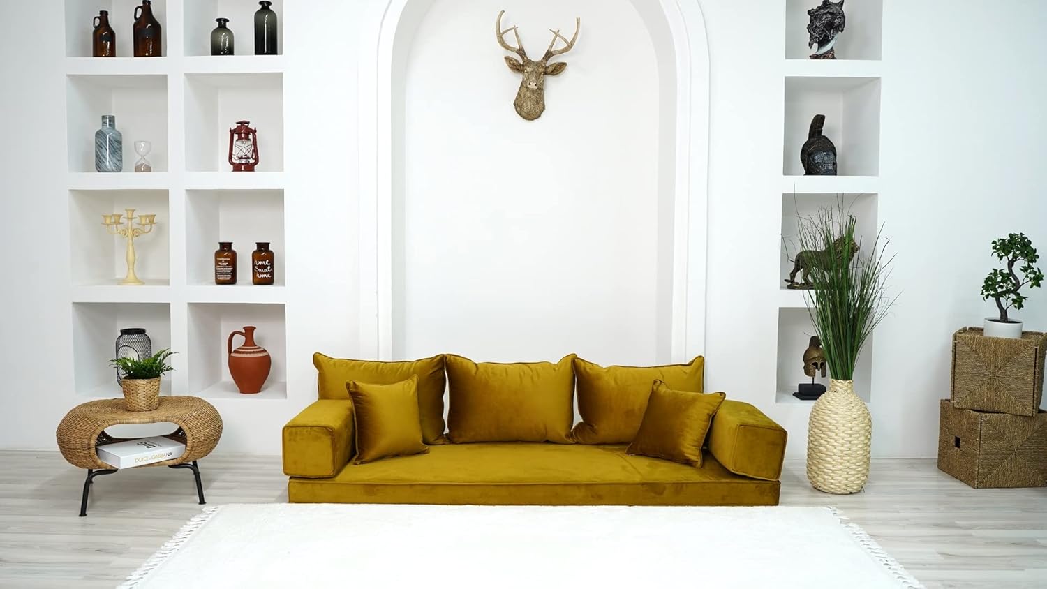 Velvet Floor Sofa, Meditation Sofa, 4