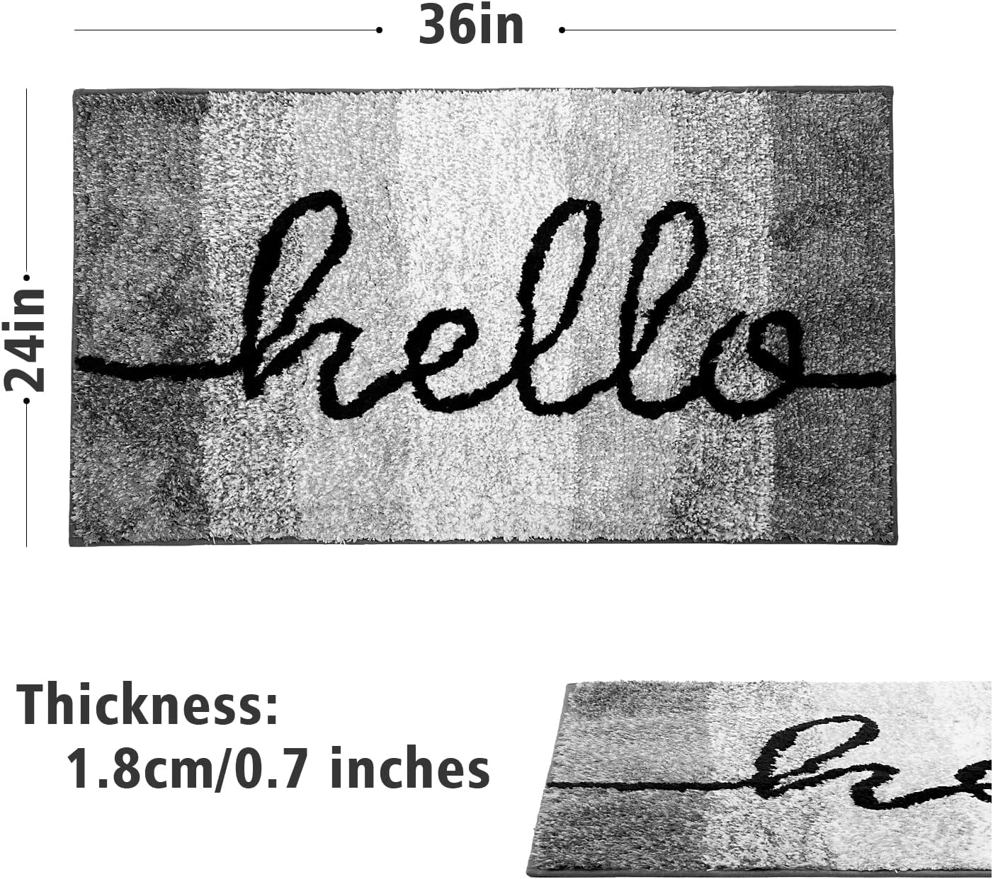 SUNNOW Indoor Doormat Front Door Entrance Door Mat 36x24 inch Non-Slip Absorbent Mud Trapper Mats, Machine Washable Low Profile Inside Entryway Small Area Rug