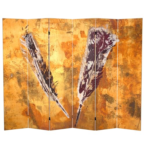 Oriental Furniture 6 ft. Tall Double Sided Green Oliva Canvas Room Divider