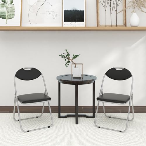 GOFLAME 4 Pack Folding Chairs, Foldable Dining Chairs with Padded Cushion and Back, Indoor Outdoor Portable Commercial Seat with Metal Frame for Dining Room, Living Room, Office, Events, Wedding Party