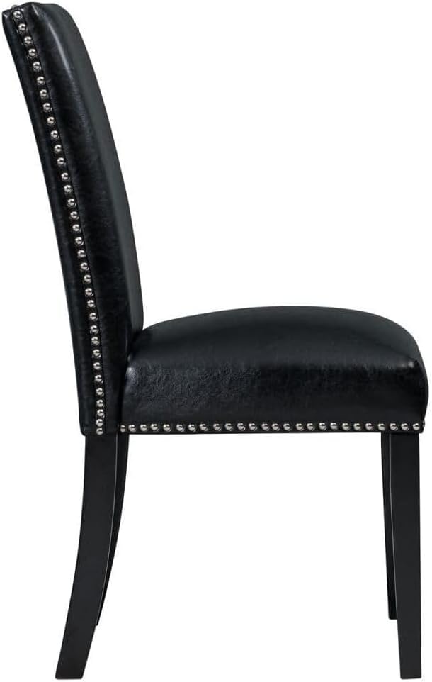 Renaissance RomanceFaux Leather Side Chair Set in Black, 25