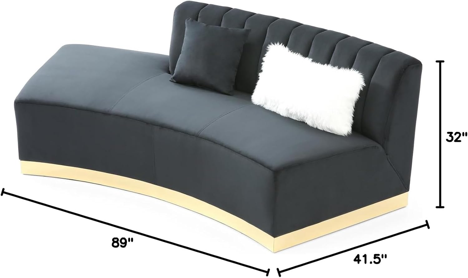 Brentwood Armless Velvet Curved Sofa in Black PF-G0433-SCH