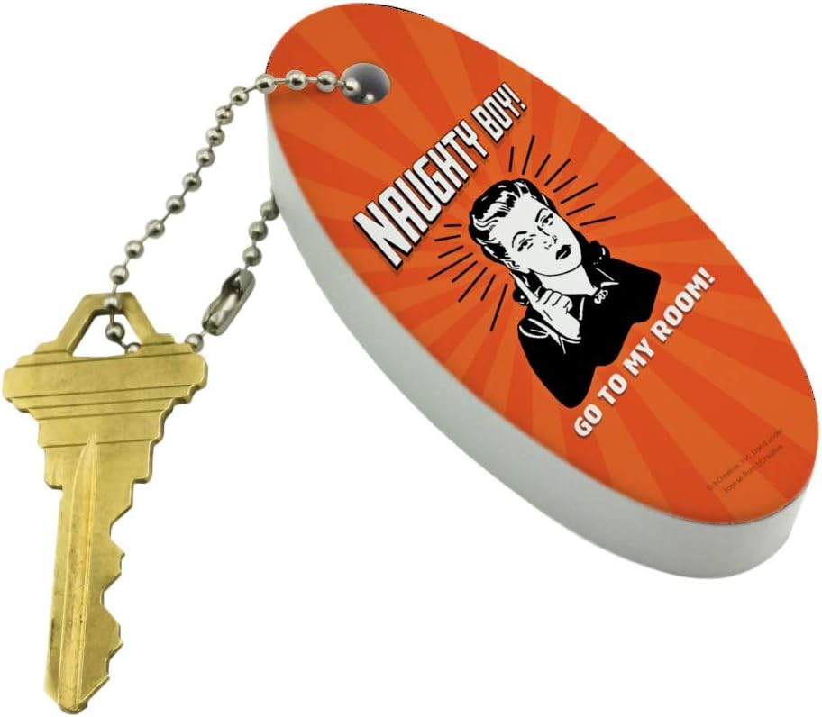 Naughty Boy Go To My Room Funny Humor Floating Keychain Oval Foam Fishing Boat Buoy Key Float