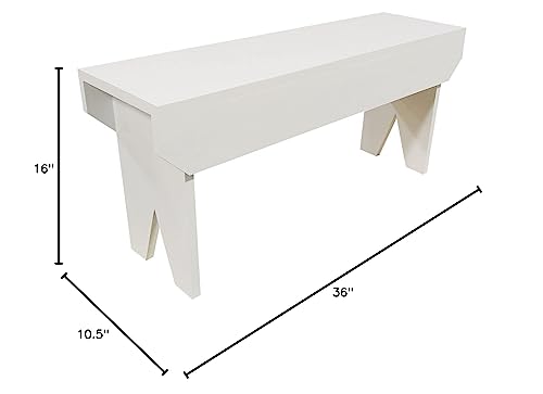 Sawdust City Wooden Bench 3ft long (Old Cottage White)