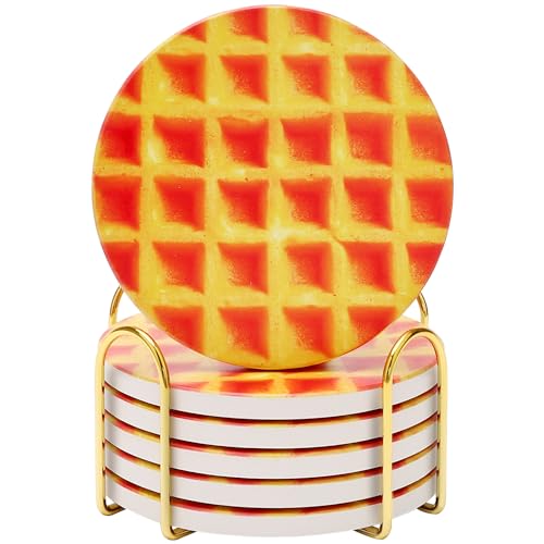 Unique Drink Coasters for Beverages Table Coaster Set Pepperoni Pizzas Humorous Drink Coasters with Holder Funny Cup Coasters Decorative Ceramic Absorbent Coasters Cool Bar Coasters