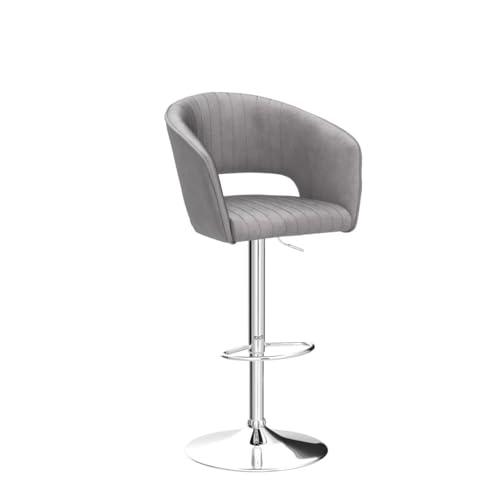 Guyou Modern Velvet Adjustable Bar Stools Chrome Base Set of 6, Upholstered 26 Inch Counter Height Bar Stools with Back and Armrest Swivel Kitchen Island Stools (Cream)