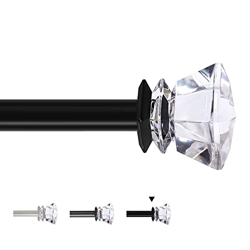 H.VERSAILTEX Window Curtain Rods for Windows 66 to 120 Inches Adjustable Decorative 3/4 Inch Diameter Standard Single Window Curtain Rod Set with Acrylic Diamond Finials, Nickel