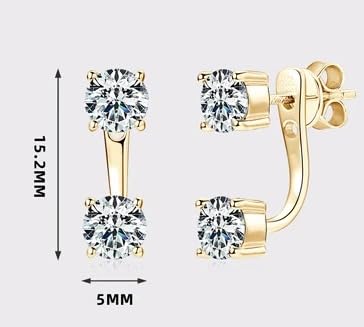 2Ct Moissanite Stud Earrings for Women,D color VVS1 Clarity Lab Grown Diamond Studs,925 Sterling Silver Earring Jewerly Gift for Her