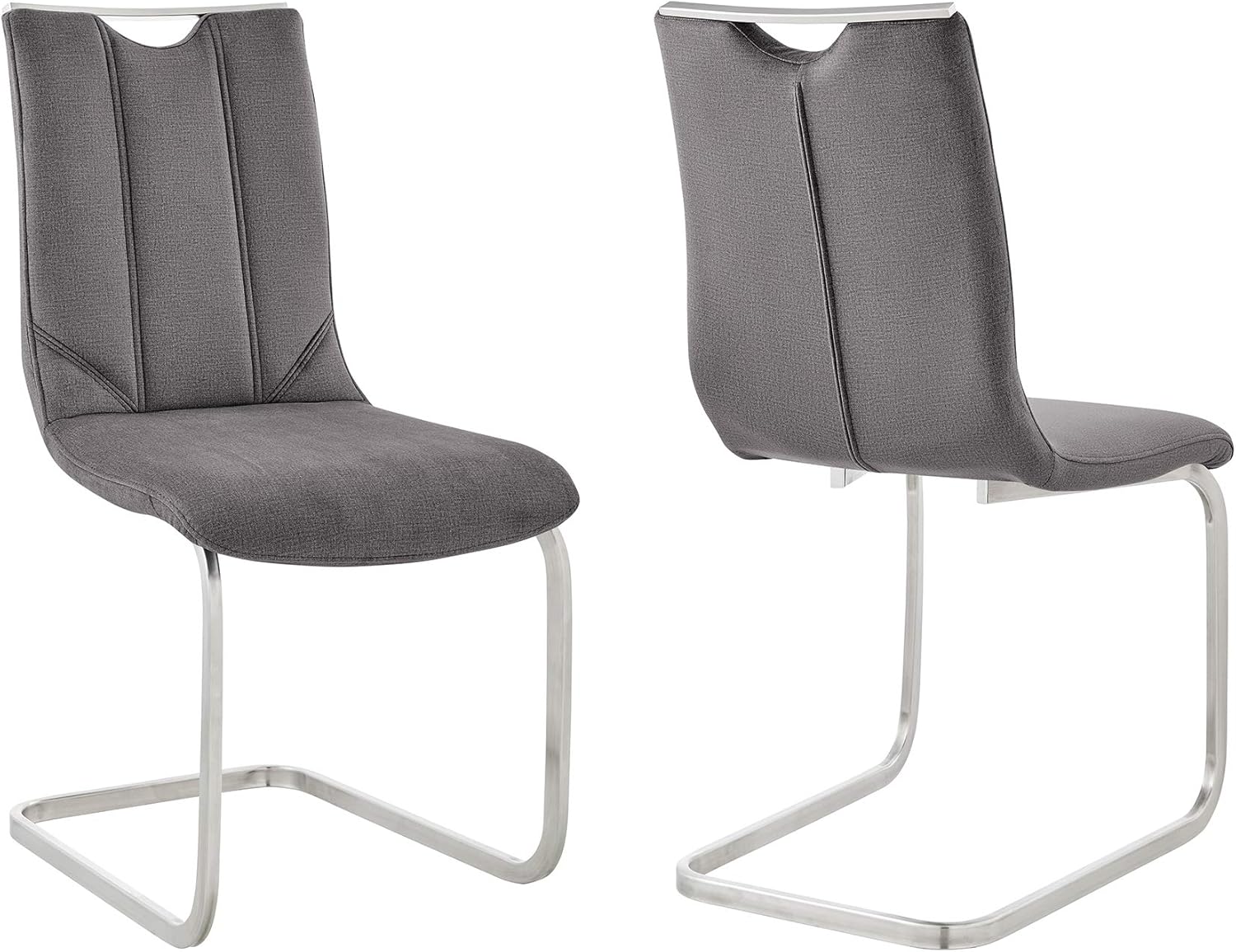 Armen Living Pacific Modern Dining Room Accent Chair for Kitchen Table Home Office Desk, Set of 2, Gray