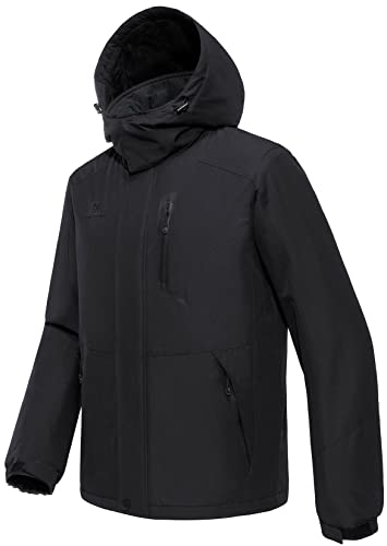 CAMELSPORTS Mens Winter Jacket Waterproof Warm Snow Ski Jackets Faux Fur Fleece Rain Coats with Removable Hood