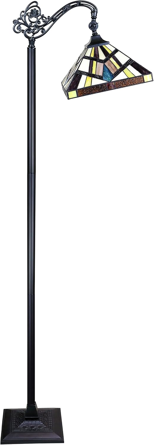 Chloe Lighting Vincent Tiffany-Style Blackish Bronze 1-Light Mission Reading Floor Lamp 11