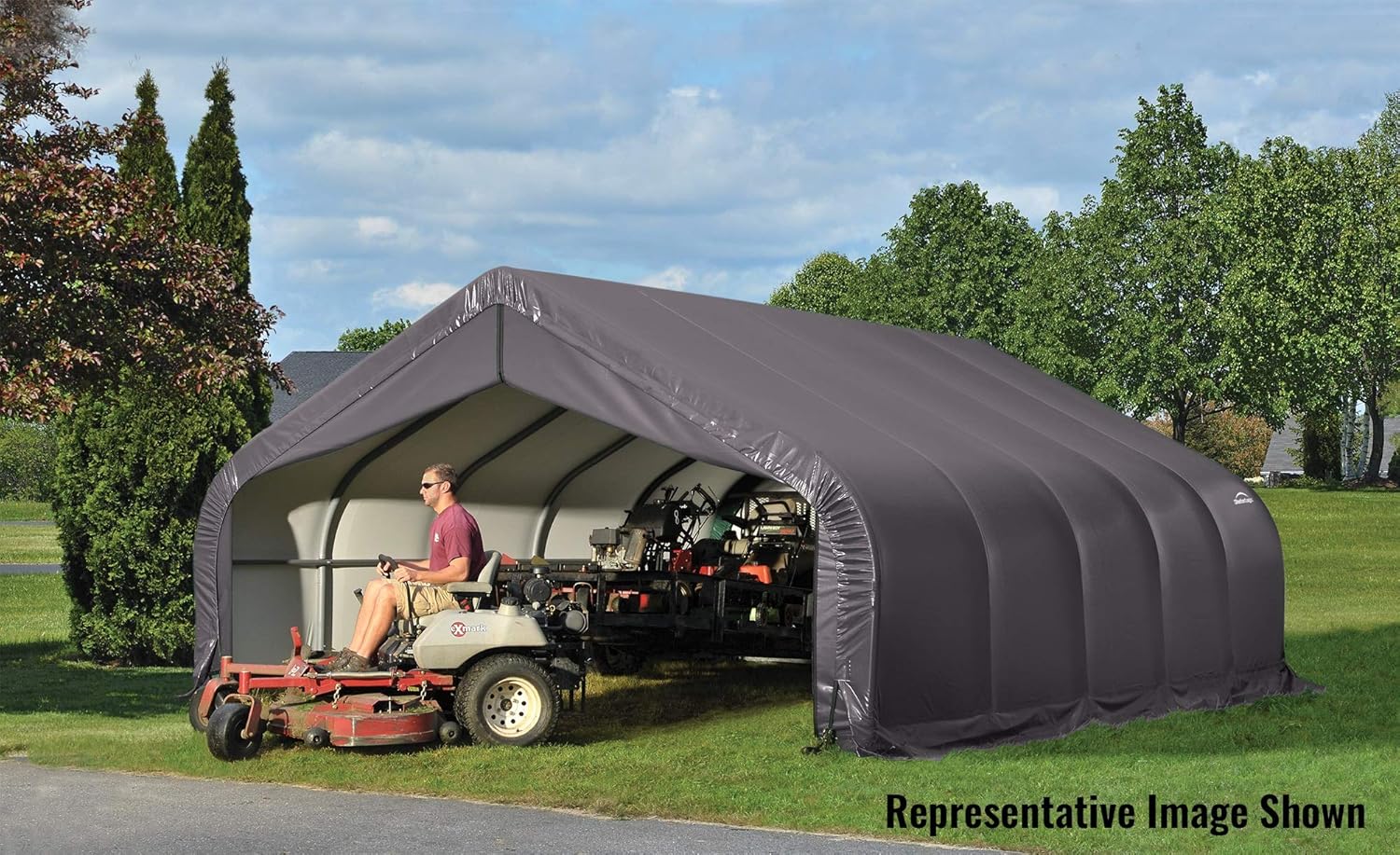 ShelterLogic 80005 Grey 18'x28'x9' Peak Style Shelter