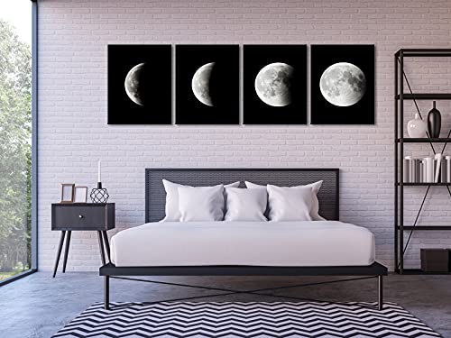 Wieco Art Moon Large Modern Giclee Canvas Prints Artwork Abstract Space Pictures Paintings on Stretched and Framed Canvas Wall Art Ready to Hang for Living Room Bedroom Home Office Decorations