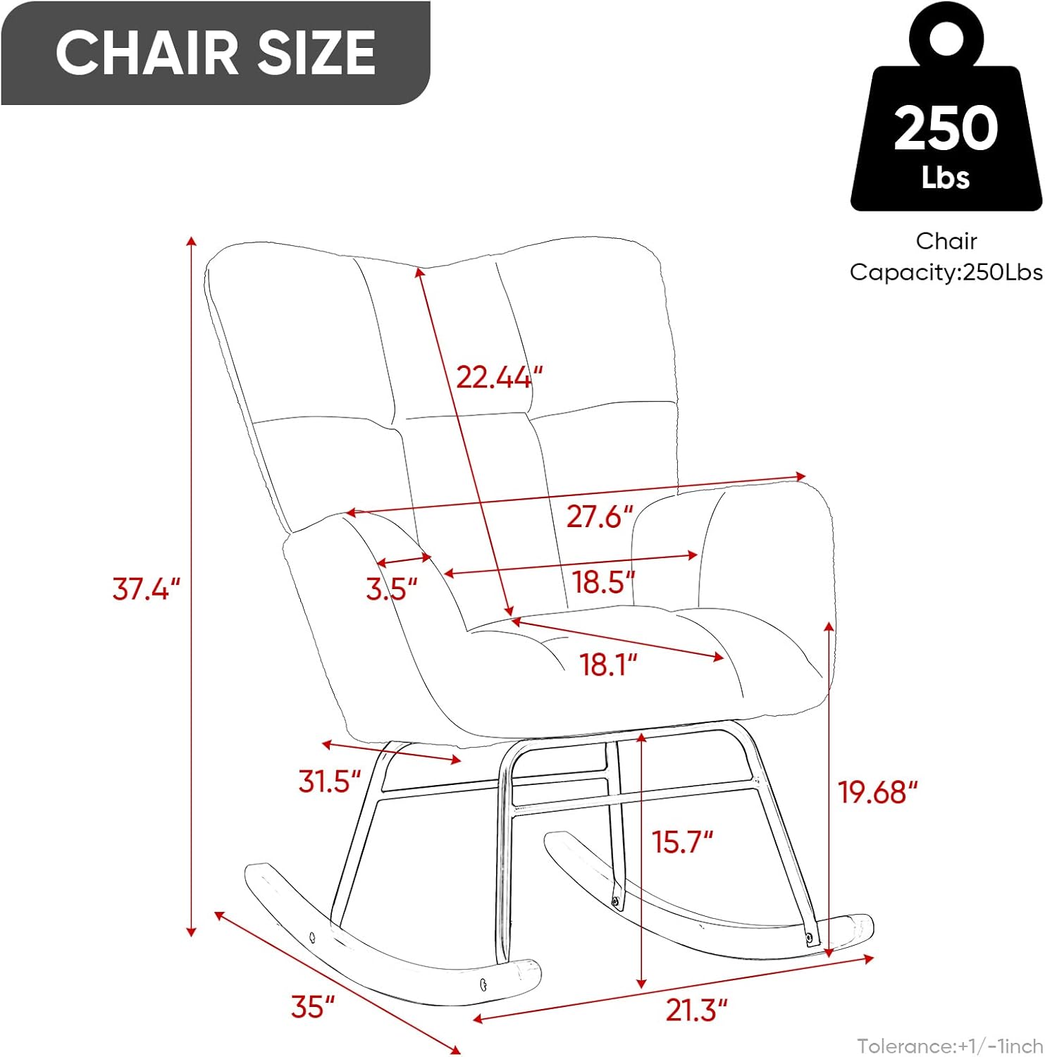 KINFFICT Teddy Velvet Rocking Accent Chair, Uplostered Glider Rocker Armchair for Nursery, Comfy Side Chair for Living Room, Bedroom (Beige+Teddy Fabric)