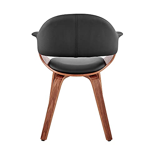 Armen Living Adalyn Faux Leather and Wood Dining Room Accent Chair, Cream/Walnut 19D x 25W x 30H in