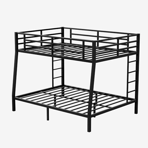 Bellemave Full Bunk Bed with Desk and Drawers, Full over Full, Black