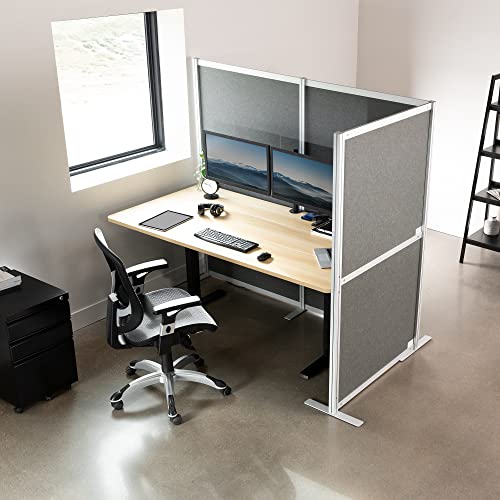 VIVO T-Shape Modular Corner Wall System, 4 Panels, Modern Professional Office Cubicle Dividers, Freestanding Privacy Screen, 66 inches High, Dark Gray, PP-MWS63D-T