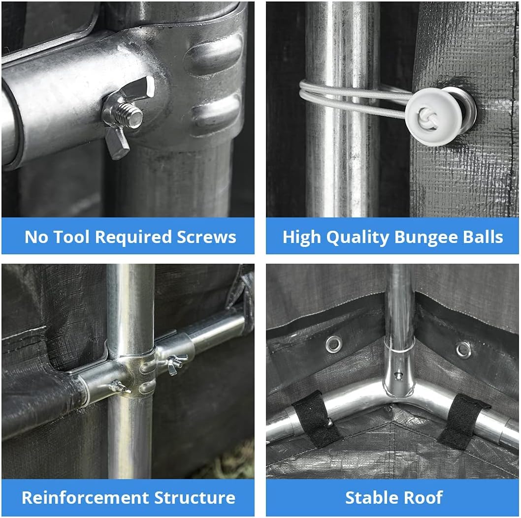 ADVANCE OUTDOOR 10x10 ft Heavy Duty Outdoor Patio Anti-Snow Portable Canopy Storage Shelter Shed Carport with 2 Roll up Zipper Doors & Vents for Snowmobile Garden Tools, Gray