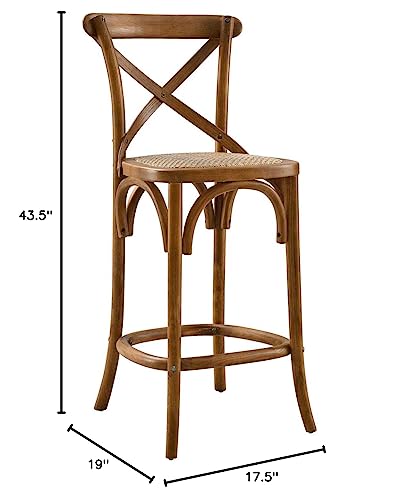 Modway Gear X-Back Wood Bar Stool in White