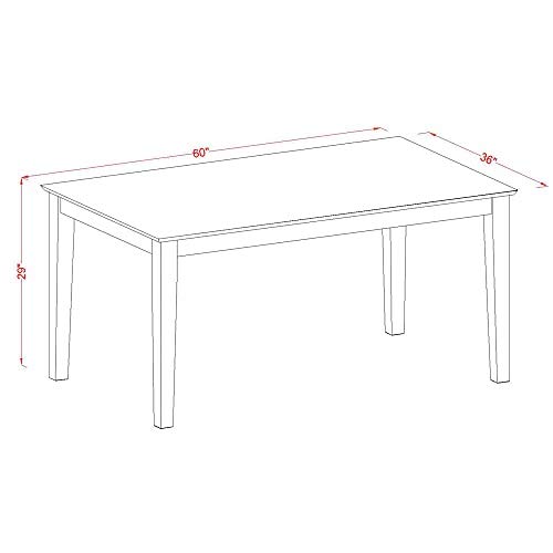 East West Furniture CABO6-LWH-LC Capri 6 Piece Set Contains a Rectangle Wooden Table and 4 Faux Leather Dining Room Chairs with a Bench, 36x60 Inch