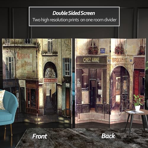 Oriental Furniture 6 ft. Tall Double Sided French Cafe Canvas Room Divider