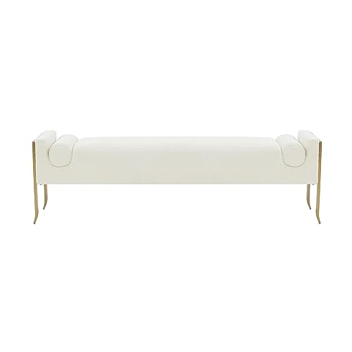 Tov Furniture INES Cream Textured Velvet Bench