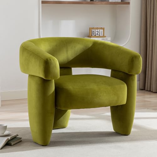 Mid Century Modern Accent Barrel Chair Comfy Upholstered Round Armchair with Montage Design, Sherpa Boucle Lounge Chair for Living Room Bedroom Apartment, Cream White