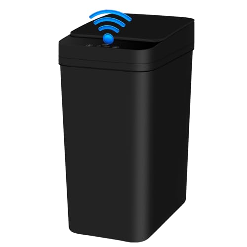 Bathroom Trash Can 5 Gallon - Automatic Trash Can with Lid Touchless Electric Garbage Can Motion Sensor Slim Trash Bin Smart Plastic Waste Basket for Bathroom Bedroom Living Room Kitchen (White)