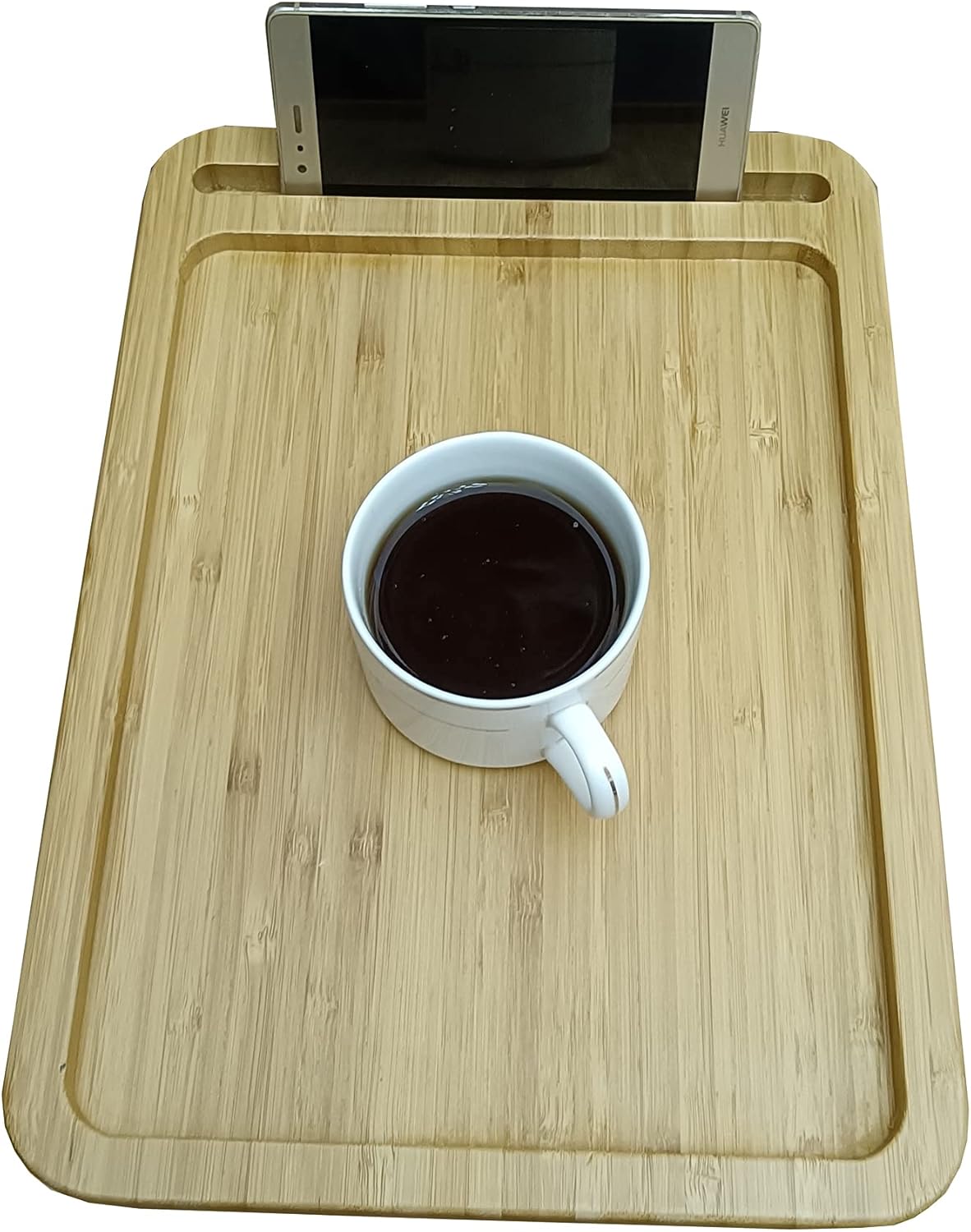 Bamboo Couch Cup Holder TV Trays Sofa Tables Clip On Tray Sofa Table for Couches. Couch Arm Tray Table, TV Table and Side Tables for Eating and Drink Table(Rectangle)
