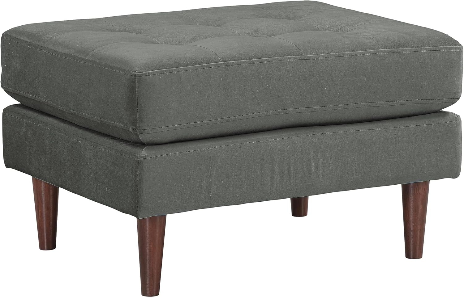 TOV Furniture Cave Ash Gray Velvet Upholstered Ottoman