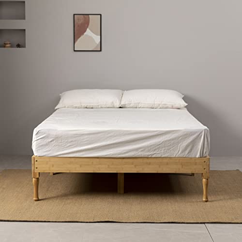 Bamboo Wood Platform Bed Frame/Wood Slat Support/No Box Spring Needed/Easy Assembly,Nature,Full