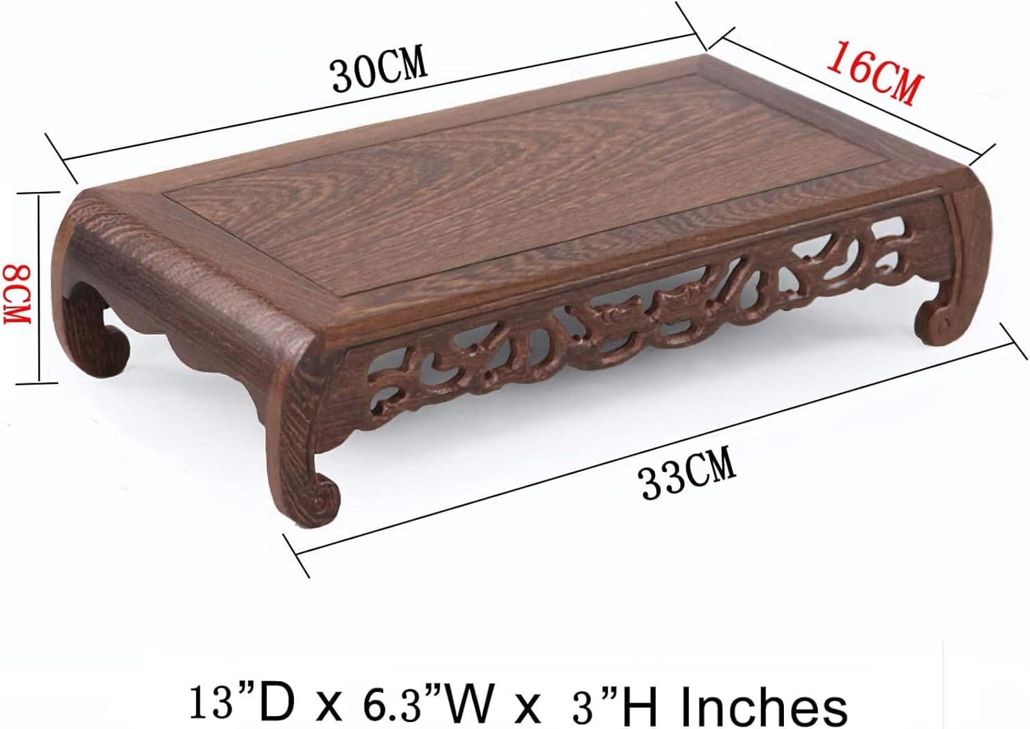 Small Coffee Tables,Meditation Table Altar,Hand Carved Natural Brown Wood Small Puja Table, Used in The Tea Table Japanese,Study Room,Yoga Room.IT is 13 Inches (L),6.3 Inches (W), 3 Inches (H)